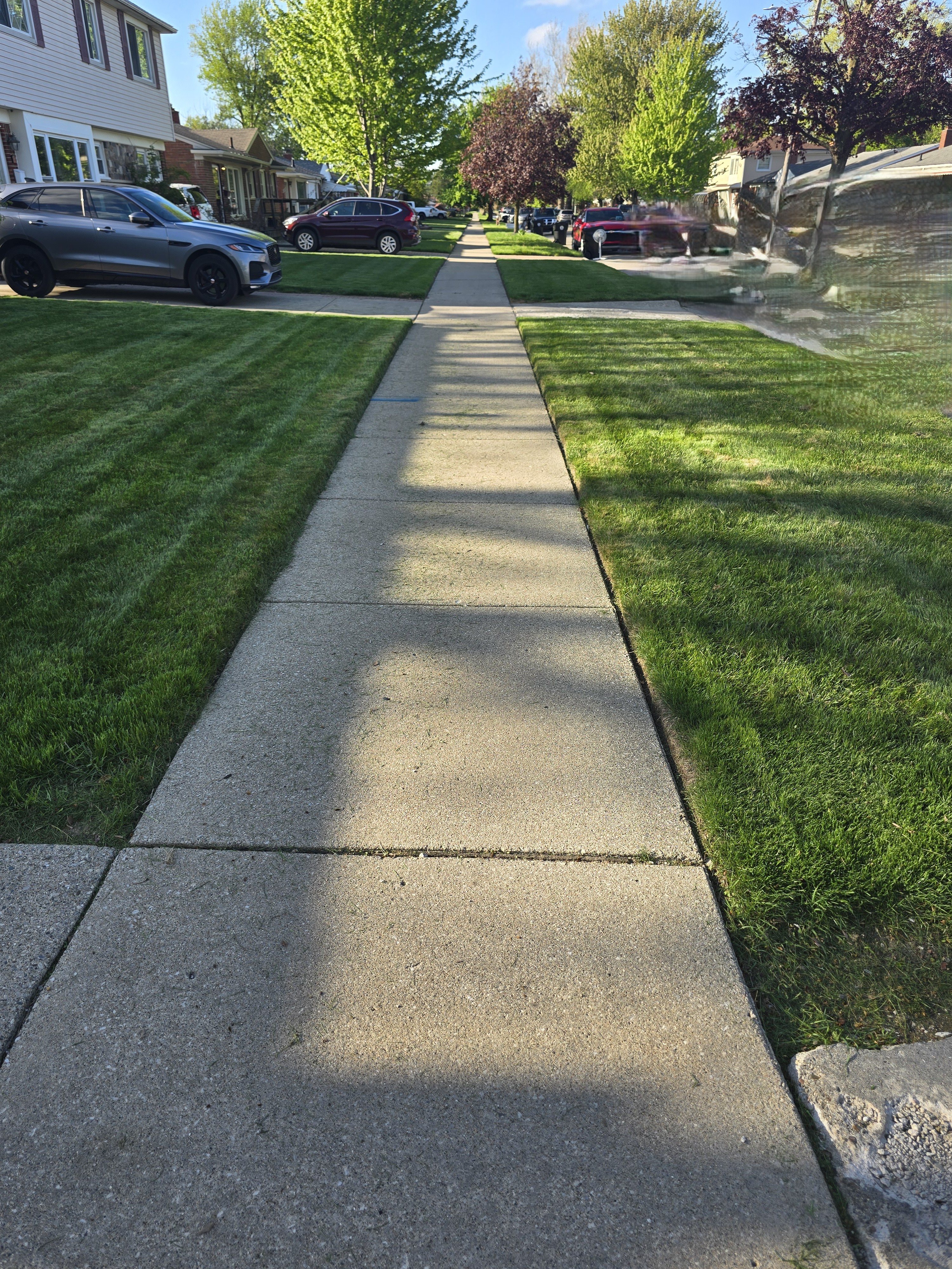 Precision sidewalk edging on a Metro Detroit street by Malles Landscaping